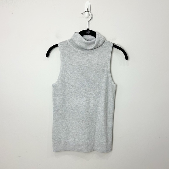 Banana Republic Lurex Turtleneck Sweater Sleeveless Metallic Silver - Picture 3 of 6